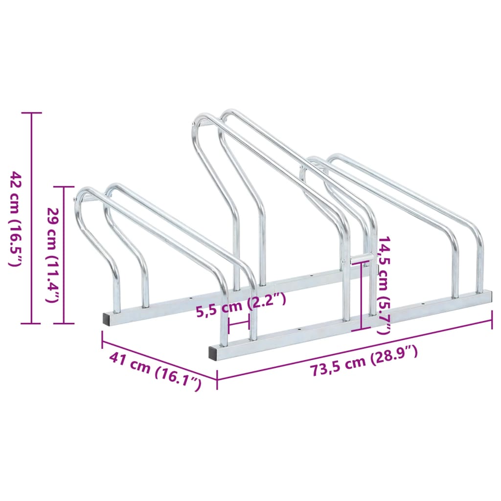 Suport de sine stătător pentru 3 biciclete, oțel galvanizat