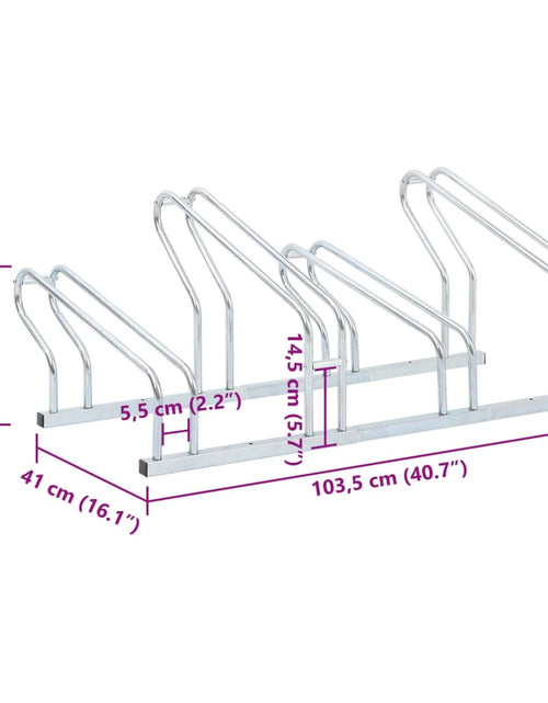 Încărcați imaginea în vizualizatorul Galerie, Suport de sine stătător pentru 4 biciclete, oțel galvanizat
