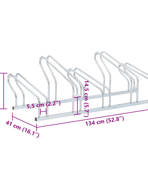 Încărcați imaginea în vizualizatorul Galerie, Suport pentru 5 biciclete de sine stătător, oțel galvanizat
