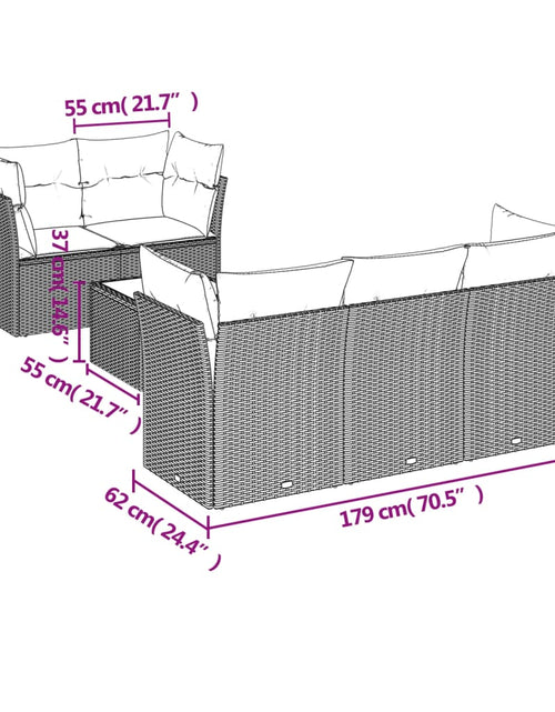 Încărcați imaginea în vizualizatorul Galerie, Set canapele de grădină cu perne, 6 piese, maro, poliratan
