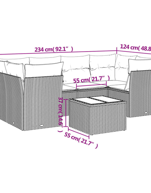 Загрузите изображение в средство просмотра галереи, Set canapele de grădină, 7 piese, cu perne, bej, poliratan
