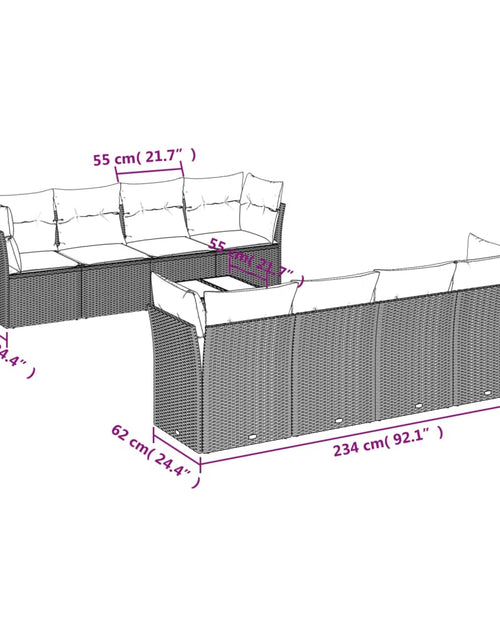 Загрузите изображение в средство просмотра галереи, Set canapele de grădină, 9 piese, cu perne, bej, poliratan
