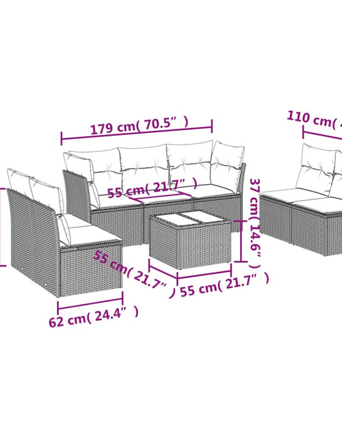 Загрузите изображение в средство просмотра галереи, Set canapele de grădină cu perne, 8 piese, maro, poliratan
