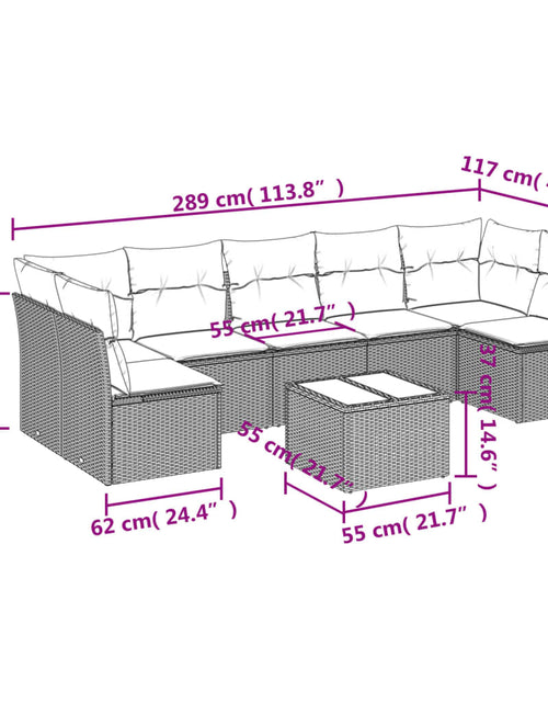 Încărcați imaginea în vizualizatorul Galerie, Set canapele de grădină, 8 piese, cu perne, bej, poliratan
