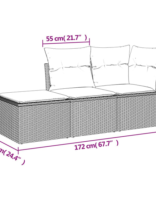 Загрузите изображение в средство просмотра галереи, Set mobilier de grădină cu perne, 3 piese, negru, poliratan
