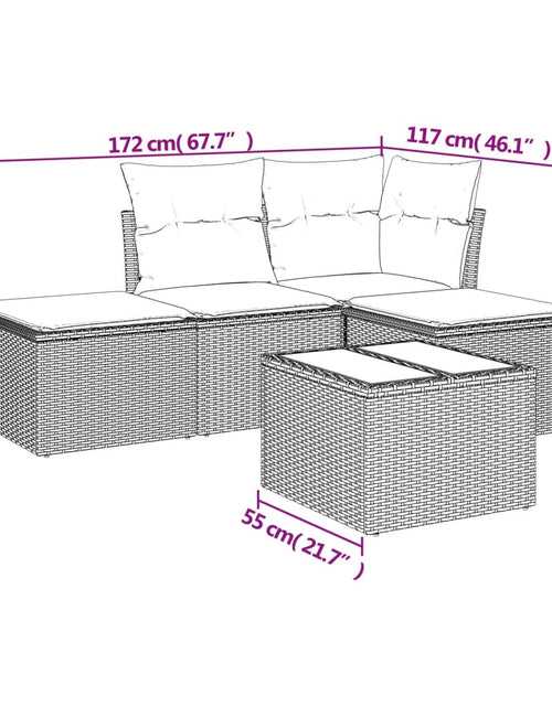 Загрузите изображение в средство просмотра галереи, Set mobilier de grădină cu perne, 5 piese, negru, poliratan
