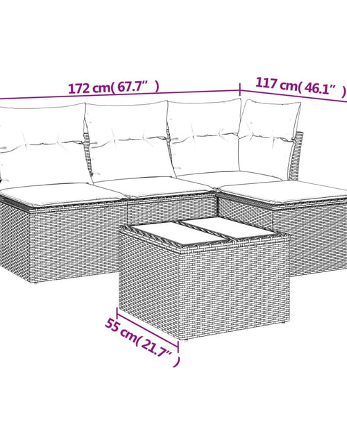 Загрузите изображение в средство просмотра галереи, Set mobilier de grădină cu perne, 5 piese, negru, poliratan
