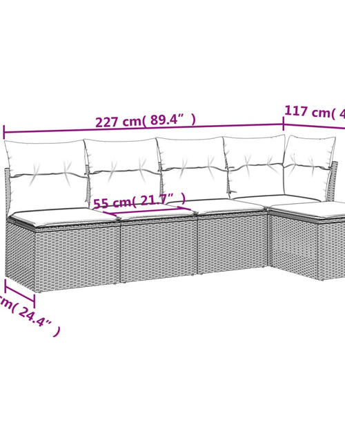 Загрузите изображение в средство просмотра галереи, Set canapele de grădină cu perne, 5 piese, bej, poliratan

