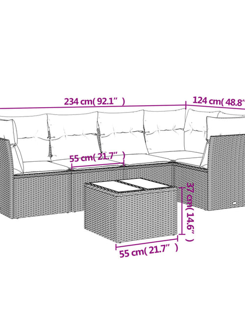 Încărcați imaginea în vizualizatorul Galerie, Set mobilier grădină cu perne, 6 piese, gri, poliratan
