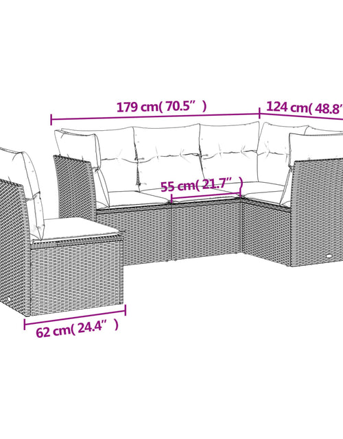 Загрузите изображение в средство просмотра галереи, Set mobilier de grădină cu perne, 5 piese, negru, poliratan
