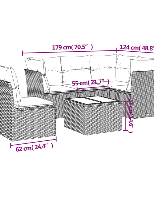 Încărcați imaginea în vizualizatorul Galerie, Set canapele de grădină cu perne, 6 piese, maro, poliratan
