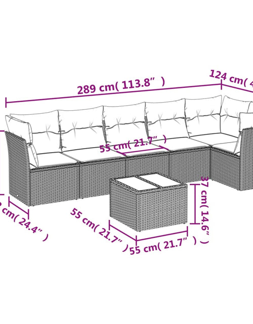 Încărcați imaginea în vizualizatorul Galerie, Set canapele de grădină, 7 piese, cu perne, bej, poliratan
