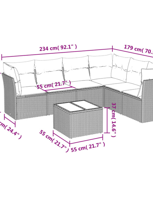 Загрузите изображение в средство просмотра галереи, Set canapele de grădină, 7 piese, cu perne, bej, poliratan
