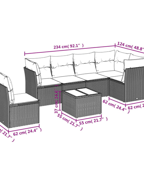 Încărcați imaginea în vizualizatorul Galerie, Set canapele de grădină, 7 piese, cu perne, bej, poliratan
