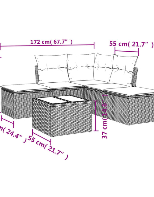 Загрузите изображение в средство просмотра галереи, Set canapele de grădină cu perne, 6 piese, maro, poliratan
