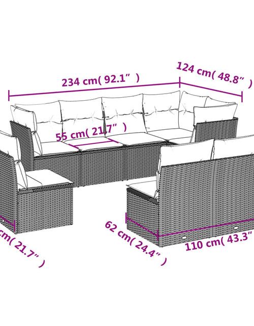 Загрузите изображение в средство просмотра галереи, Set canapele de grădină cu perne, 8 piese, maro, poliratan
