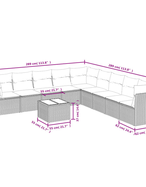 Încărcați imaginea în vizualizatorul Galerie, Set canapele de grădină cu perne, 10 piese, bej, poliratan

