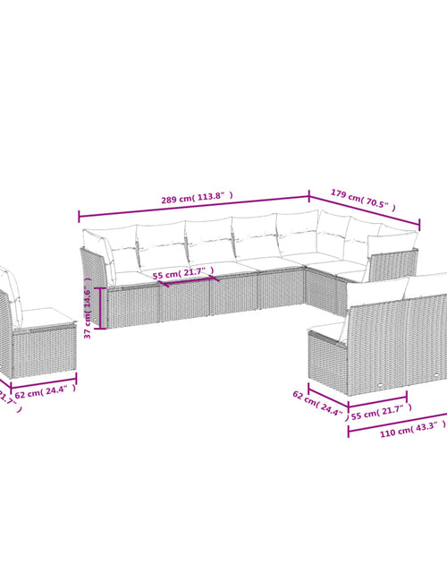 Încărcați imaginea în vizualizatorul Galerie, Set canapele de grădină cu perne, 10 piese, bej, poliratan
