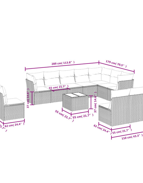 Încărcați imaginea în vizualizatorul Galerie, Set canapele de grădină cu perne, 11 piese, bej, poliratan
