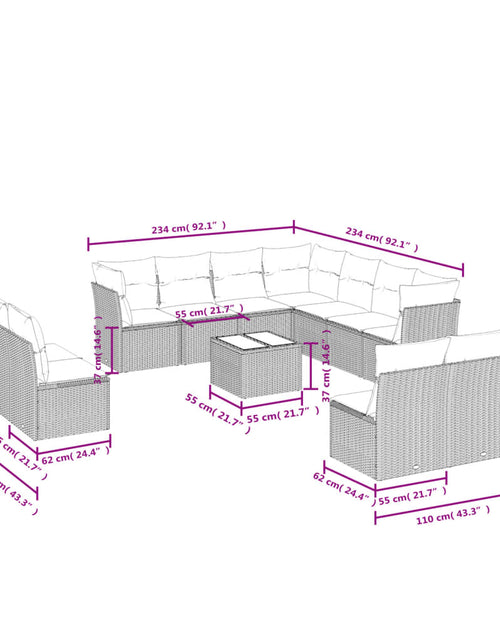 Загрузите изображение в средство просмотра галереи, Set canapele de grădină cu perne, 12 piese, bej, poliratan
