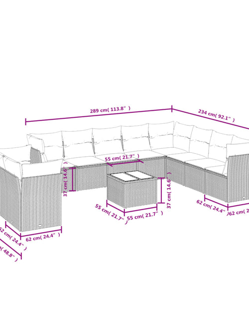 Загрузите изображение в средство просмотра галереи, Set canapele de grădină cu perne, 11 piese, bej, poliratan
