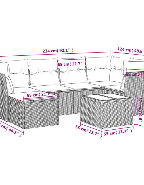 Încărcați imaginea în vizualizatorul Galerie, Set canapele de grădină, 7 piese, cu perne, bej, poliratan
