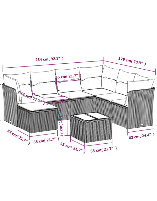 Încărcați imaginea în vizualizatorul Galerie, Set canapele de grădină, 8 piese, cu perne, bej, poliratan
