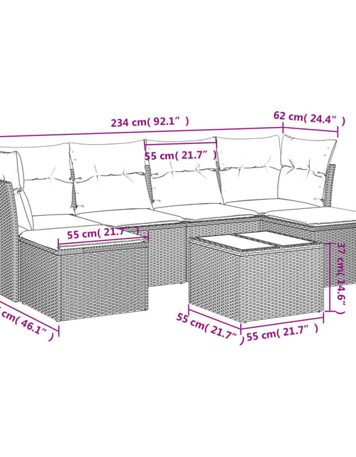 Загрузите изображение в средство просмотра галереи, Set canapele de grădină cu perne, 7 piese, maro, poliratan
