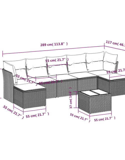 Загрузите изображение в средство просмотра галереи, Set canapele de grădină cu perne, 8 piese, maro, poliratan
