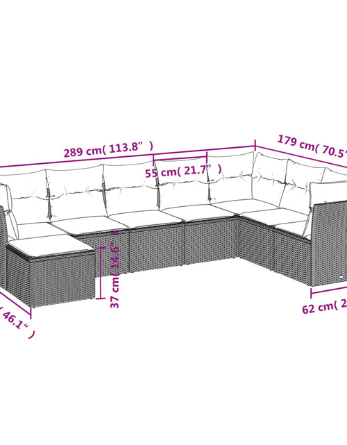 Încărcați imaginea în vizualizatorul Galerie, Set mobilier de grădină cu perne, 8 piese, negru, poliratan
