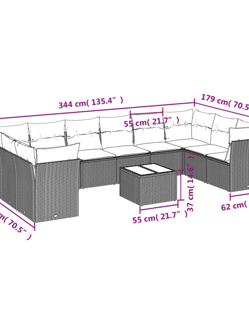 Загрузите изображение в средство просмотра галереи, Set canapele de grădină cu perne, 11 piese, bej, poliratan
