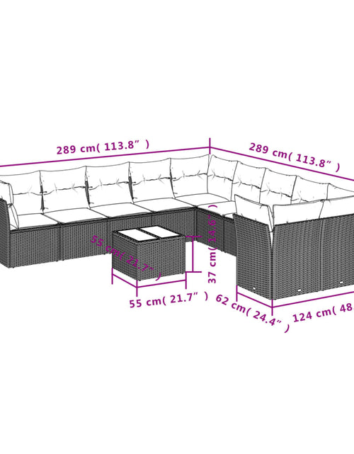 Загрузите изображение в средство просмотра галереи, Set canapele de grădină cu perne, 11 piese, maro, poliratan
