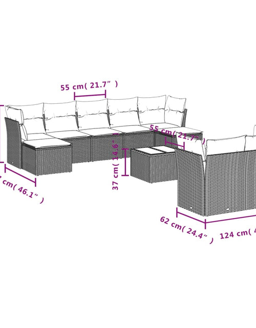 Încărcați imaginea în vizualizatorul Galerie, Set canapele de grădină cu perne, 10 piese, bej, poliratan
