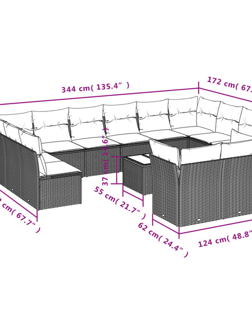 Загрузите изображение в средство просмотра галереи, Set canapele de grădină, 13 piese, cu perne, bej, poliratan

