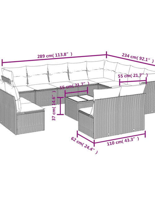 Загрузите изображение в средство просмотра галереи, Set canapele de grădină, 13 piese, cu perne, bej, poliratan
