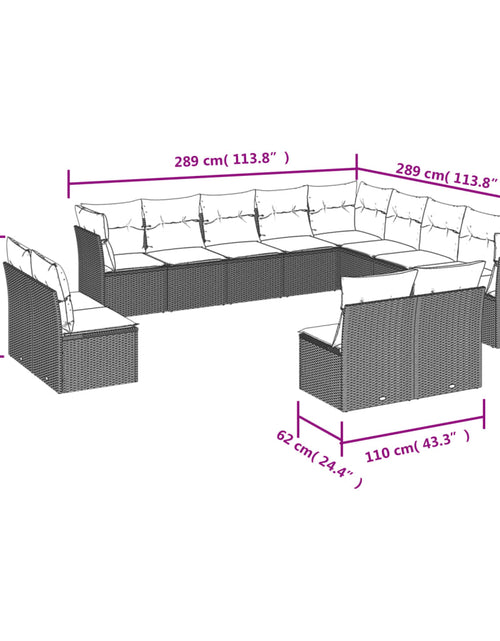 Загрузите изображение в средство просмотра галереи, Set canapele de grădină, 13 piese, cu perne, bej, poliratan
