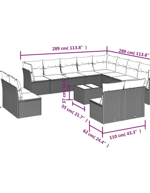 Загрузите изображение в средство просмотра галереи, Set mobilier de grădină cu perne, 14 piese, maro, poliratan
