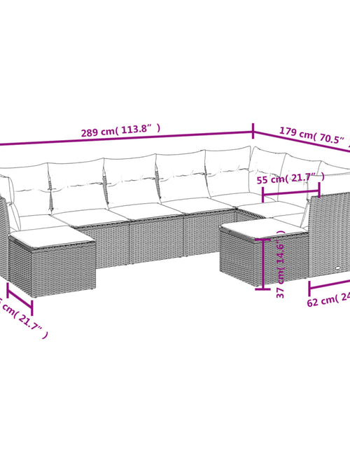 Încărcați imaginea în vizualizatorul Galerie, Set mobilier de grădină cu perne, 9 piese, negru, poliratan
