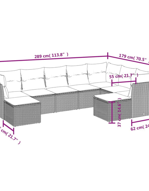 Încărcați imaginea în vizualizatorul Galerie, Set canapele de grădină, 9 piese, cu perne, bej, poliratan
