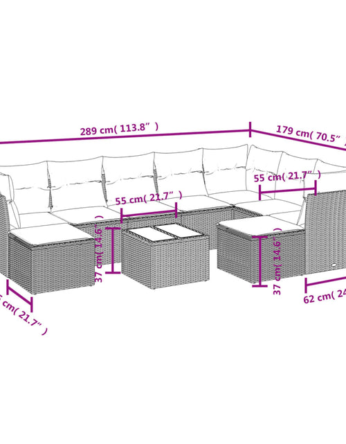 Încărcați imaginea în vizualizatorul Galerie, Set canapele de grădină cu perne, 10 piese, bej, poliratan
