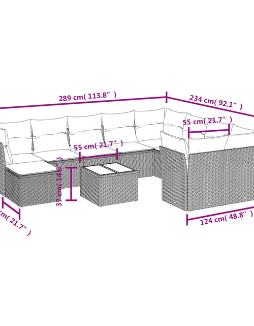 Загрузите изображение в средство просмотра галереи, Set canapele de grădină cu perne, 11 piese, maro, poliratan
