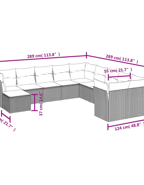 Încărcați imaginea în vizualizatorul Galerie, Set canapele de grădină cu perne, 11 piese, bej, poliratan
