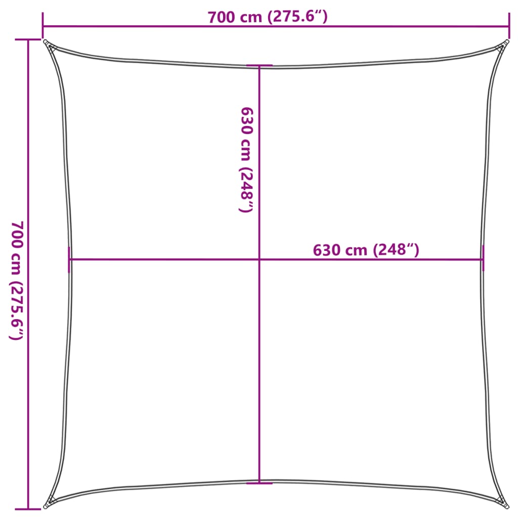 Pânză parasolar, nisipiu, pătrat, 7 x 7 m, 160 g/m², HDPE