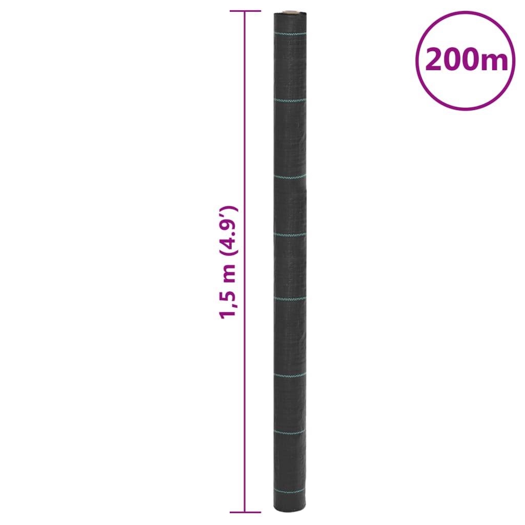 Membrană antiburuieni, negru, 1,5x200 m, PP