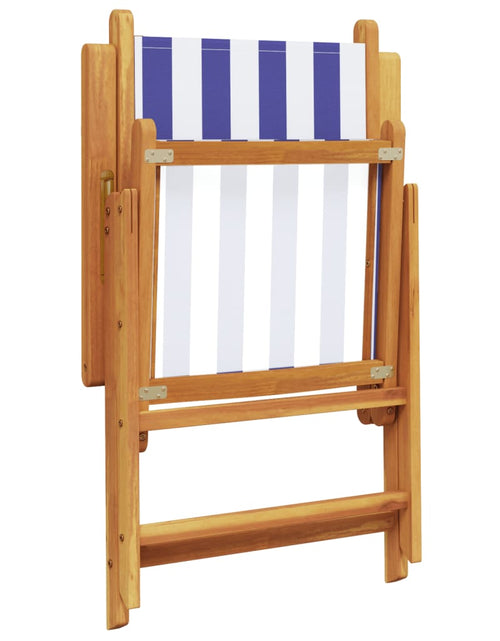 Încărcați imaginea în vizualizatorul Galerie, Scaune grădină rabatabile 4buc., textil albastru alb/lemn masiv
