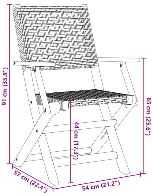 Загрузите изображение в средство просмотра галереи, Scaune grădină pliabile 6 buc., bej, poliratan și lemn masiv
