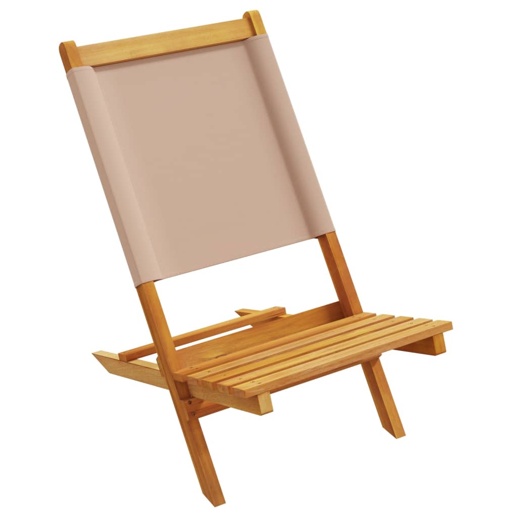 Scaune de grădină pliabile 4 buc., textil taupe/lemn masiv