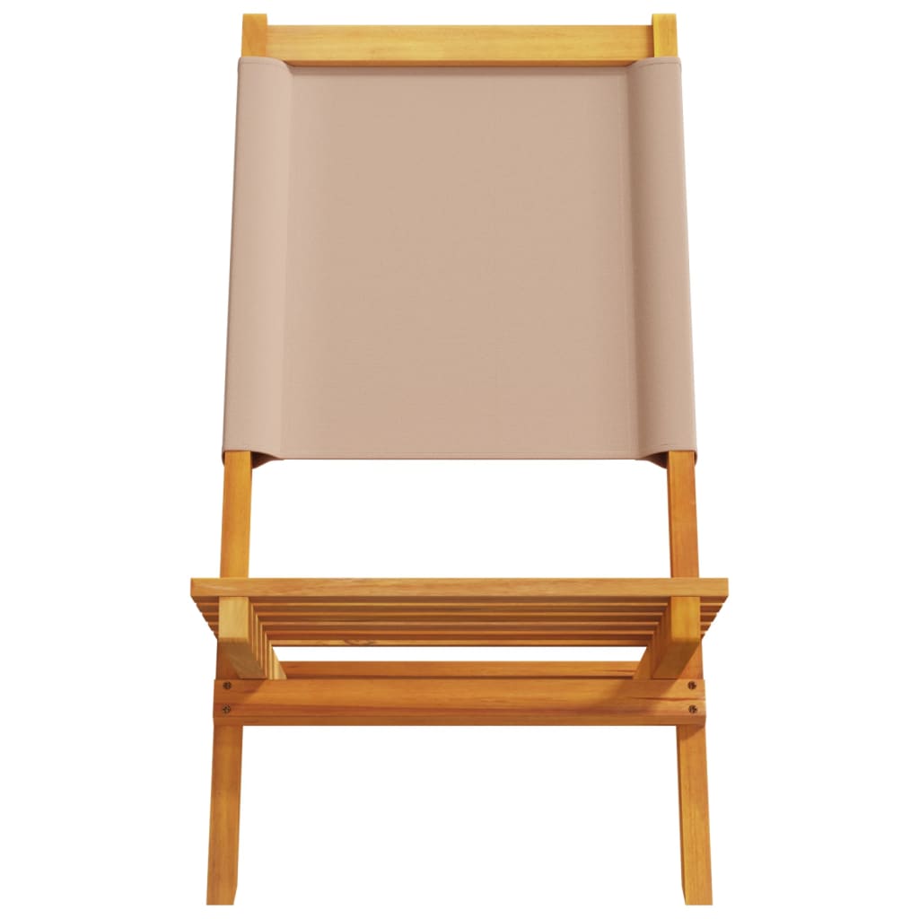 Scaune de grădină pliabile 4 buc., textil taupe/lemn masiv