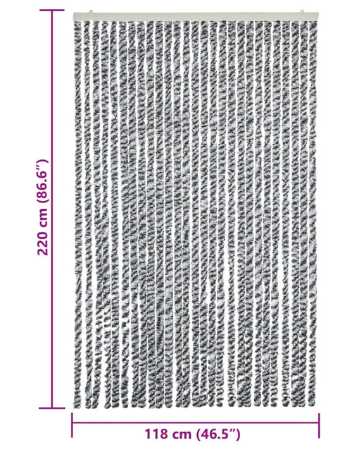 Загрузите изображение в средство просмотра галереи, Perdele pentru insecte, gri și alb/negru, 118x220 cm, chenille
