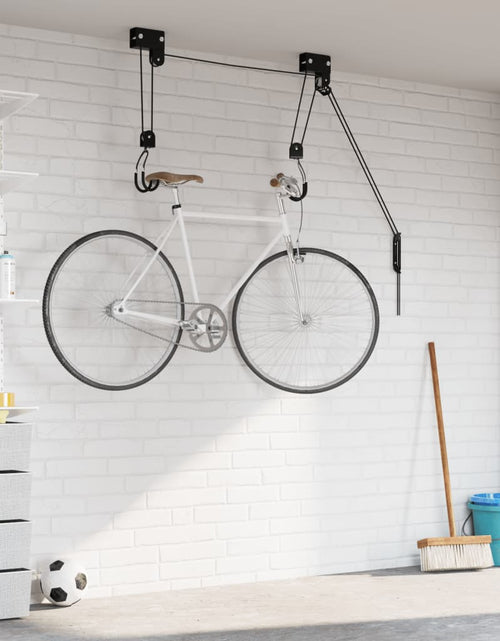 Загрузите изображение в средство просмотра галереи, Palan pentru biciclete cu suport pe tavan, 57 kg
